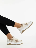 Дамски спортни обувки бежови от екологична кожа и текстилен материал Lalona