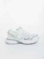 Дамски спортни обувки бели със сиво от екологична кожа и текстилен материал Revana