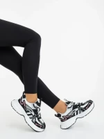 Дамски спортни обувки бели с черно от екологична кожа и текстилен материал Ardella