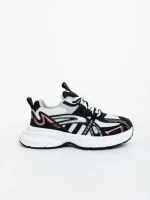 Дамски спортни обувки бели с черно от екологична кожа и текстилен материал Ardella