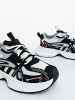 Дамски спортни обувки бели с черно от екологична кожа и текстилен материал Ardella