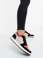 Дамски спортни обувки розово с черно от екологична кожа Kinza