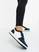 Дамски спортни обувки сини с бяло от екологична кожа Kinza