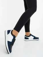 Дамски спортни обувки сини с бяло от екологична кожа Kinza