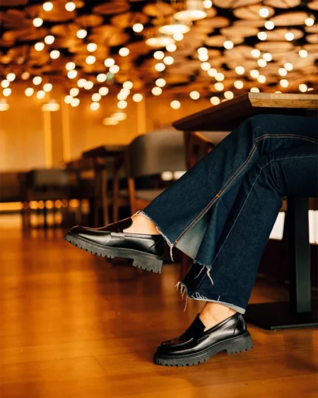 Дамски мокасини черни от екологична кожа Sumira