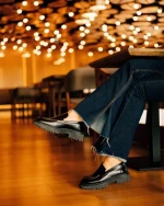 Дамски мокасини черни от екологична кожа Sumira