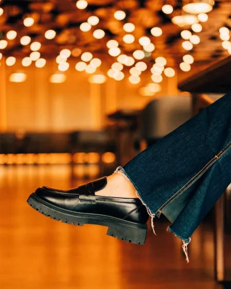 Дамски мокасини черни от екологична кожа Sumira