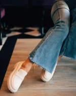 Дамски мокасини бежови от екологична кожа Sumira