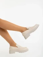 Дамски мокасини бежови от екологична кожа Sumira