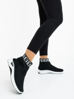 Дамски спортни обувки черни с бяло от текстилен материал Irenia