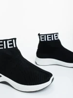 Дамски спортни обувки черни с бяло от текстилен материал Irenia