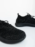 Дамски спортни обувки черни със сребристи детайли от текстилен материал Alenia
