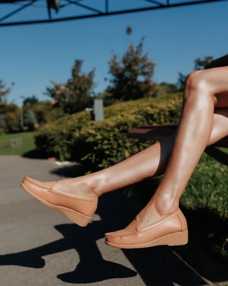 Дамски мокасини камел от екологична кожа Belora