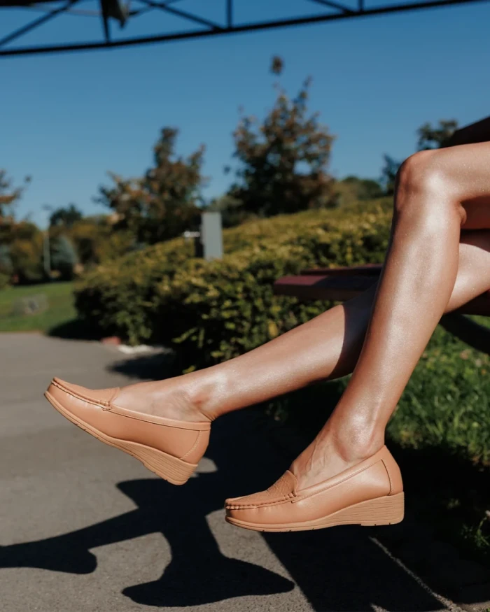 Дамски мокасини камел от екологична кожа Belora