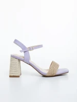 Дамски сандали с ток лилави от текстилен материал Astaria