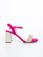 Дамски сандали с ток циклама от текстилен материал Astaria