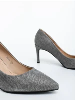Дамски обувки с ток сиви от текстилен материал Mirami