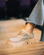 Дамски ежедневни обувки бежови от текстилен материал Norya