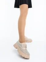 Дамски ежедневни обувки бежови от текстилен материал Norya