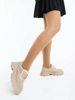 Дамски ежедневни обувки бежови от текстилен материал Norya