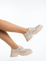 Дамски ежедневни обувки бежови от текстилен материал Norya