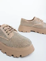Дамски ежедневни обувки бежови от текстилен материал Norya