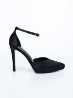 Дамски обувки с ток черни от текстилен материал Vaiana