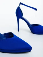 Дамски обувки с ток сини от текстилен материал Vaiana