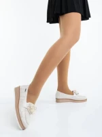 Дамски мокасини светло бежови от текстилен материал Diruna