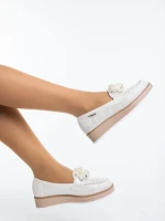 Дамски мокасини светло бежови от текстилен материал Diruna