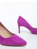 Дамски обувки с ток светло лилави от текстилен материал Lysana