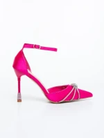 Дамски обувки с ток розови от текстилен материал Norelia