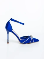 Дамски обувки с ток сини от текстилен материал Norelia