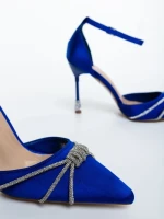 Дамски обувки с ток сини от текстилен материал Norelia