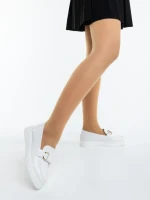 Дамски мокасини бели от екологична лачена кожа Zeria