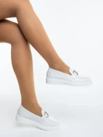 Дамски мокасини бели от екологична лачена кожа Zeria