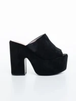 Дамски чехли черни от текстилен материал Lazara