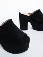 Дамски чехли черни от текстилен материал Lazara