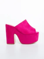 Дамски чехли цикламени от текстилен материал Lazara