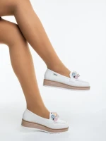 Дамски мокасини бели от текстилен материал Surena