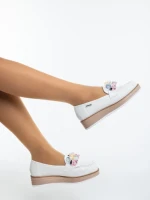 Дамски мокасини бели от текстилен материал Surena