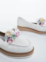 Дамски мокасини бели от текстилен материал Surena