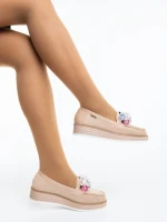 Дамски мокасини бежови от текстилен материал Surena