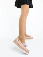 Дамски мокасини бежови от текстилен материал Surena