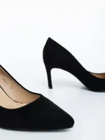 Дамски обувки с ток черни от текстилен материал Lysana