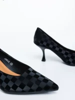 Дамски обувки с ток черни от текстилен материал Atelia