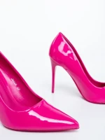 Дамски обувки с ток зелени от екологична лачена кожа Simria