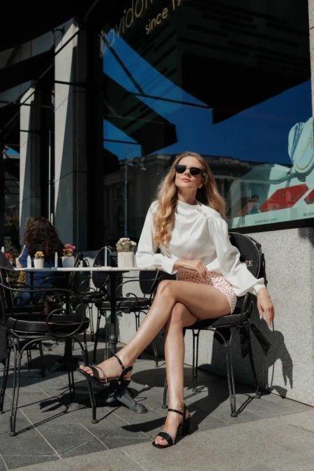 Дамски сандали с ток черни от текстилен материал Selesa