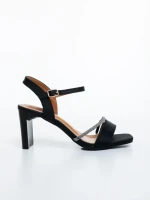 Дамски сандали с ток черни от текстилен материал Selesa