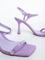 Дамски сандали с ток лилави от текстилен материал Anzira